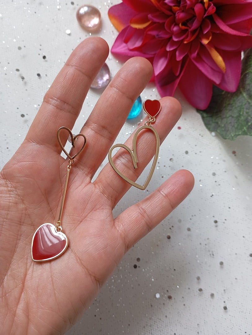 Boucles d'oreilles manchette - Doré et rouge - Neuf