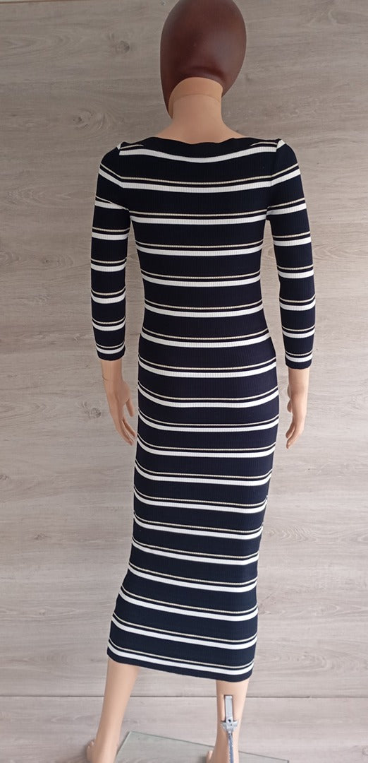 Robe longue rayée marine & doré — Massimo Dutti — Taille XS — Très bon état