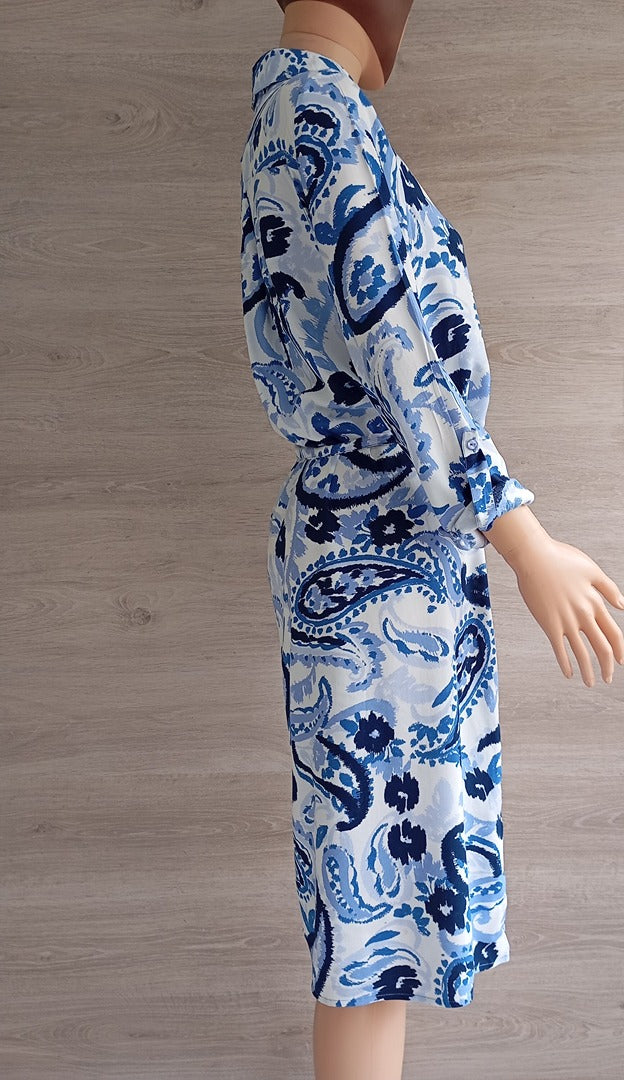 Robe chemise manches longues - Lefties - Xs - Bleu/blanc - Neuf avec étiquette - 100% viscose