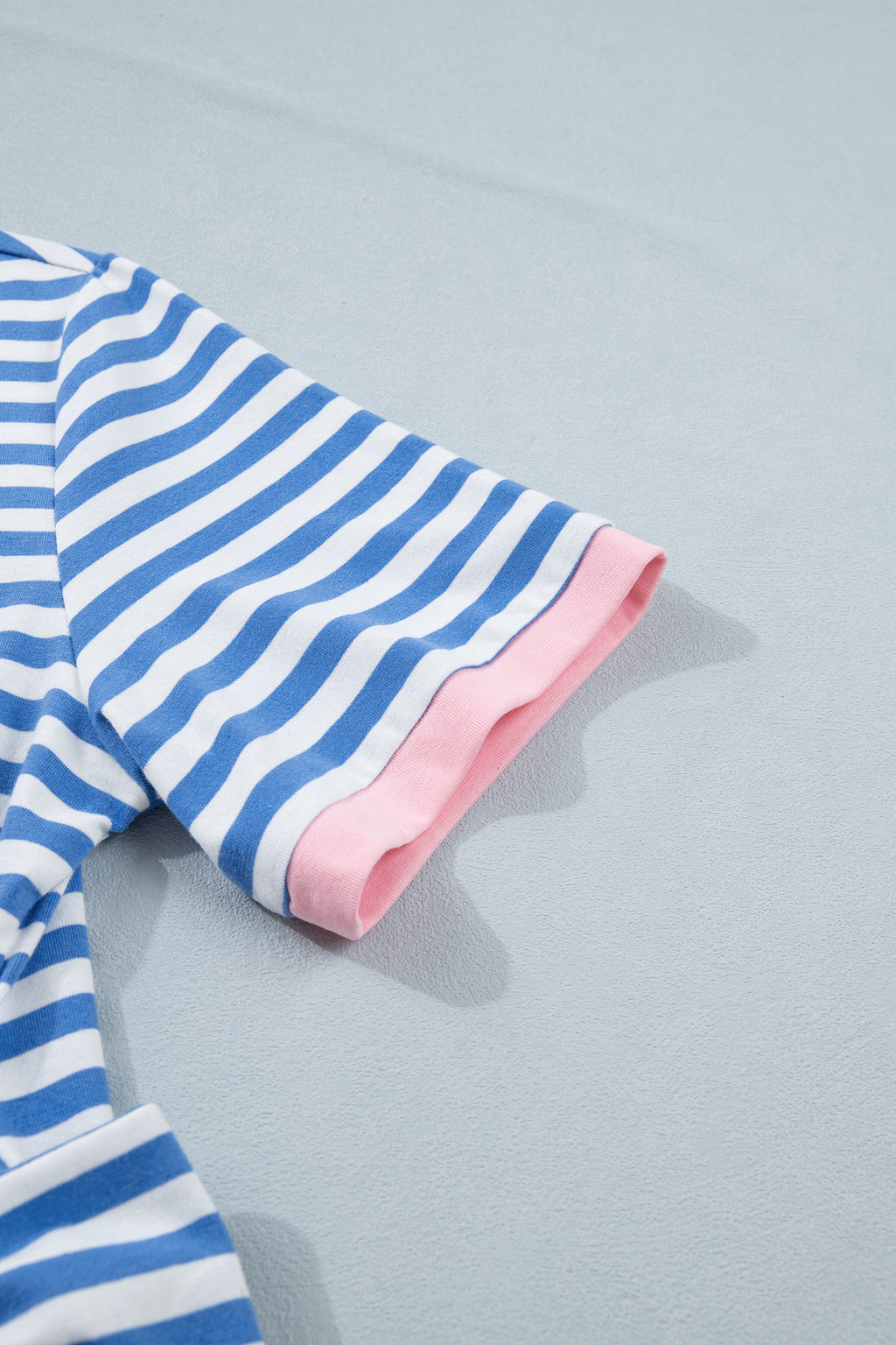 Robe T-shirt Mini Marinière – Rayures Bleu Ciel & Blanc, Nœud