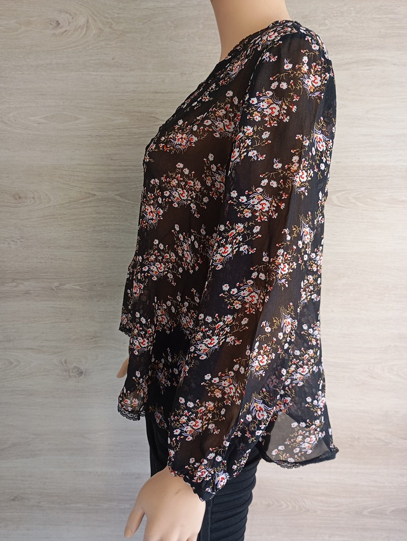 Blouse Claudie Pierlot - 40 - Noir - Très bon état - viscose - motif floral