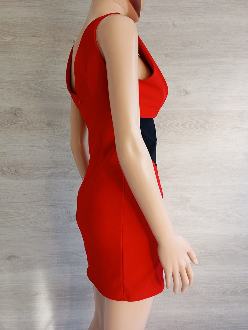 Robe courte sans manches - Orcelly - S/m - Rouge/noir - Très bon état