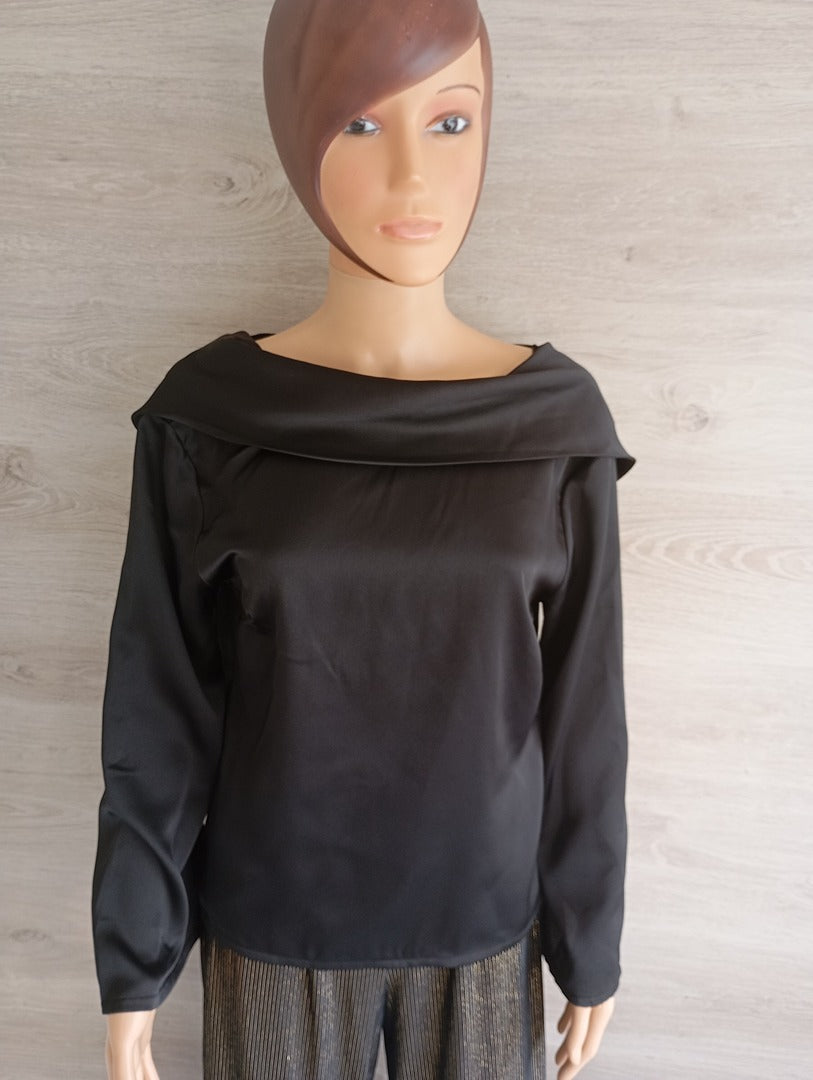 Blouse manches longues 🌸 Armonias -🌸 S - Noir - Neuf avec étiquette - visuel satin