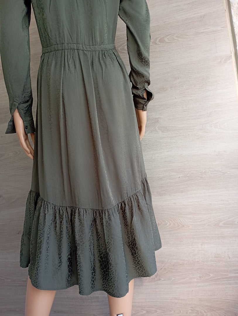 Robe midi Caroll manches longues taille 36 - kaki - Très bon état