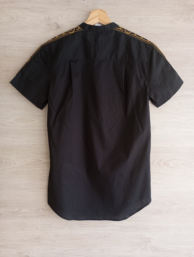 Chemise homme manches courtes 🌸 Siksilk 🌸 M - Noir et doré - Neuf - coton