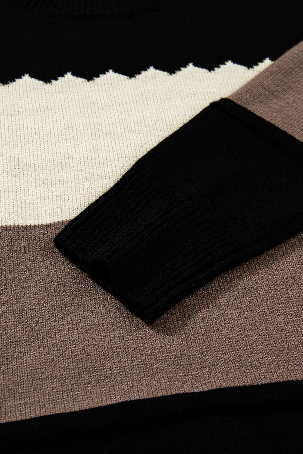 Pull Colorblock Col Rond — Épaules Tombantes