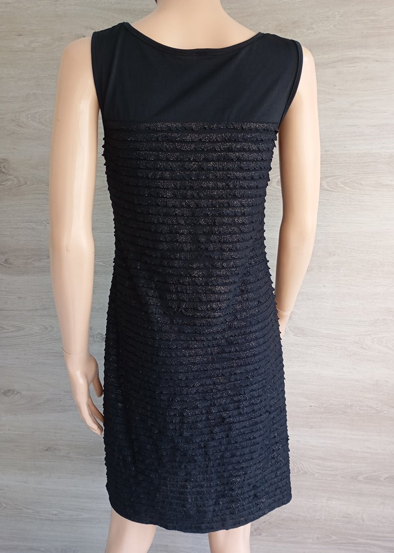 Robe courtes sans manches - à petits volants - 36 - Noir/doré - Très bon état