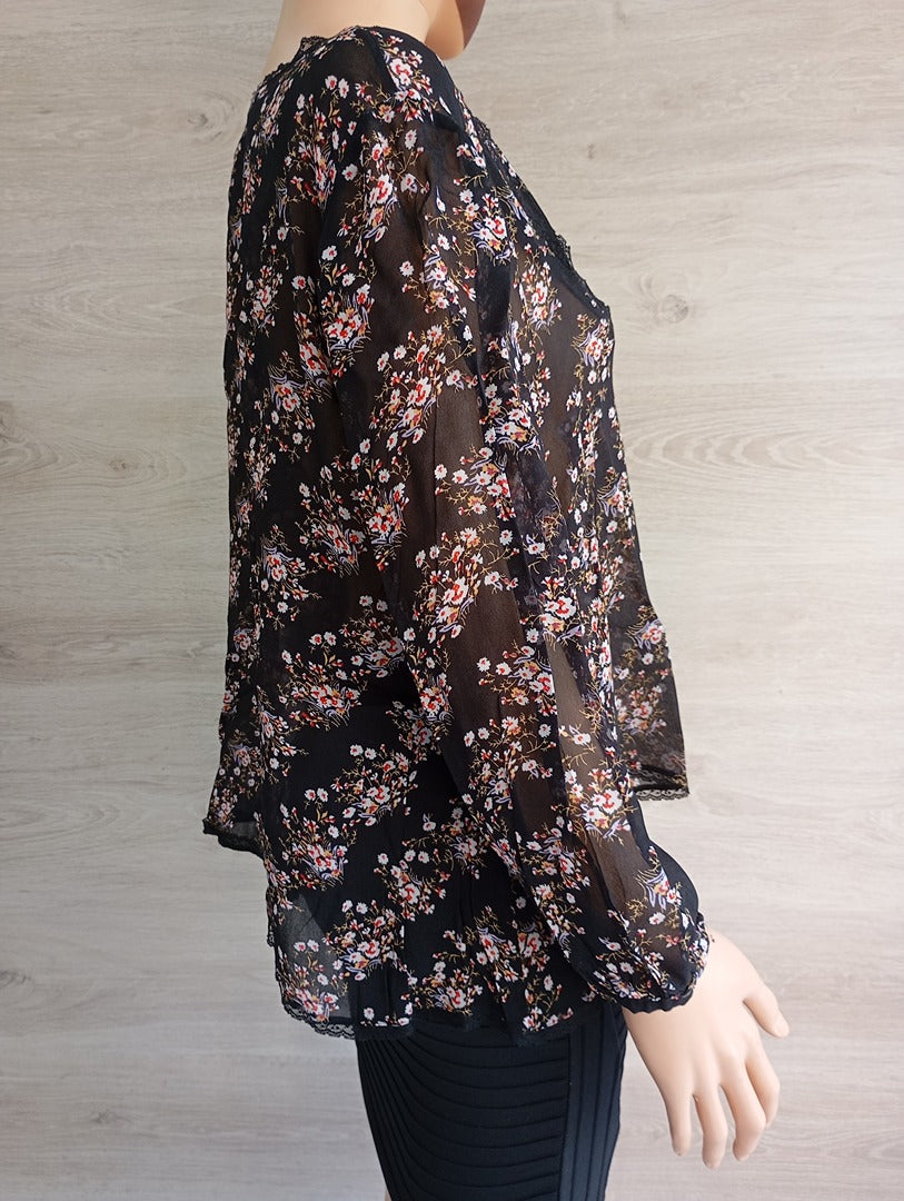 Blouse Claudie Pierlot - 40 - Noir - Très bon état - viscose - motif floral
