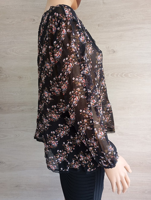 Blouse Claudie Pierlot - 40 - Noir - Très bon état - viscose - motif floral