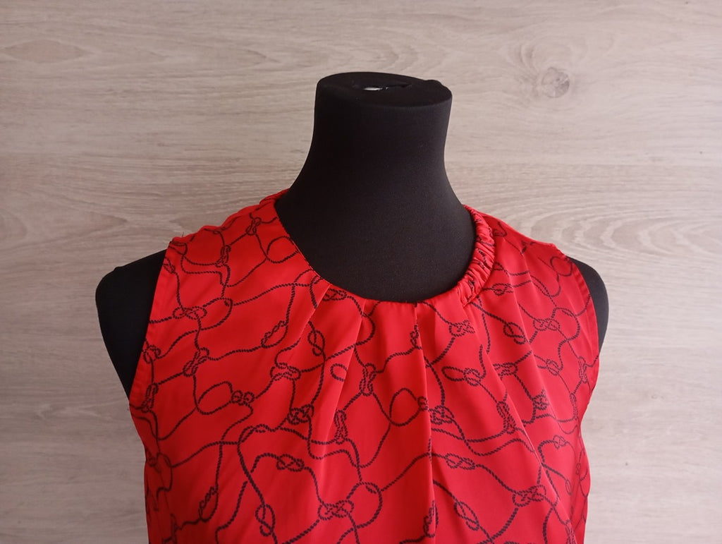 Joli blouse Cortefiel sans manches taille S - Rouge et noir - Neuf avec étiquette