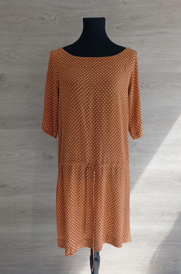 Belle robe Hartford manches courtes taille L - Orange/marron - Très bon état - 100% viscose