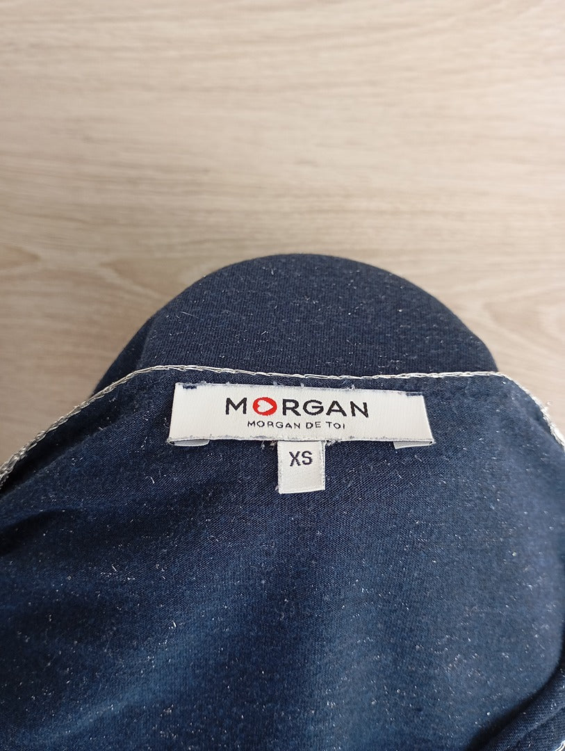 T-shirt manches courtes Morgan - Xs - Bleu marine et argenté - Très bon état