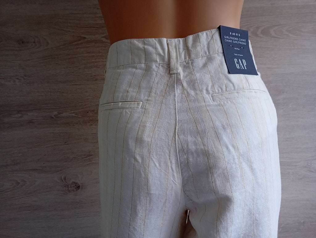 Pantalon chino Gap - 38 - Blanc/crème/doré - Neuf avec étiquette - lin et coton
