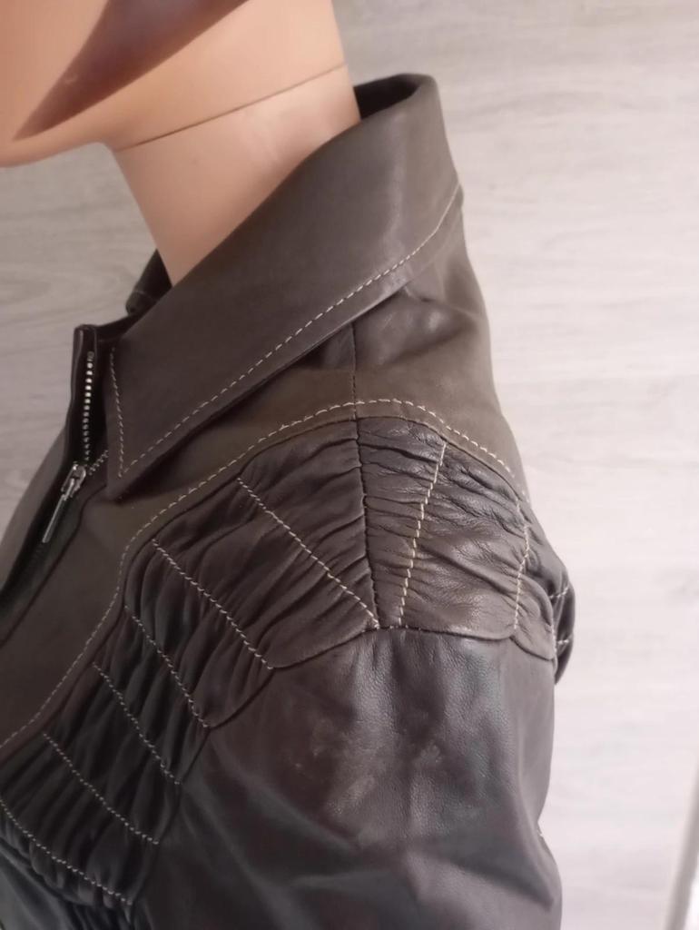 Belle veste/perfecto en 100% cuir véritable - Vera Pelle taille - L - Marron
