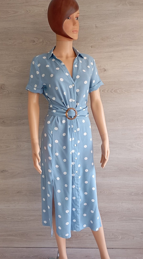 Robe chemise bleu ciel à pois — Bershka — Taille S — Très bon état