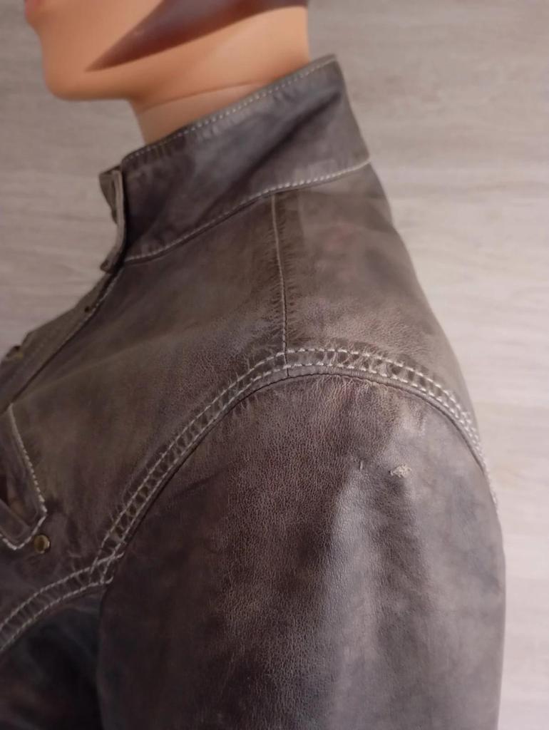 Jolie veste femme - en cuir véritable - Mcs - beige sable - style vintage américain - taille L/xl
