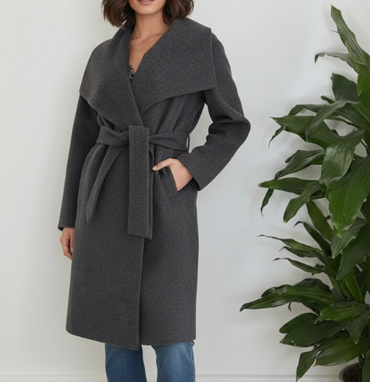 Superbe manteau gris en laine avec ceinture - Taifun - taille L/xl