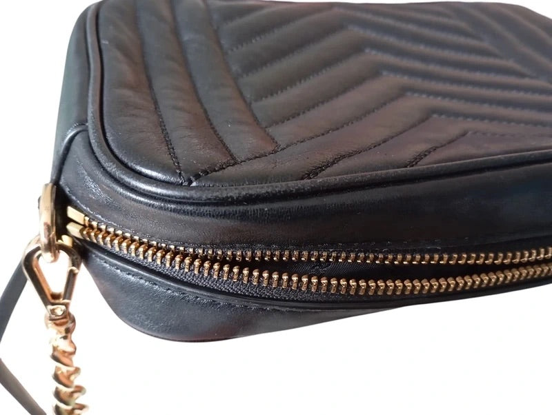 Sac Michael Kors Jet Set Medium Camera Bag — Cuir Matelassé Noir