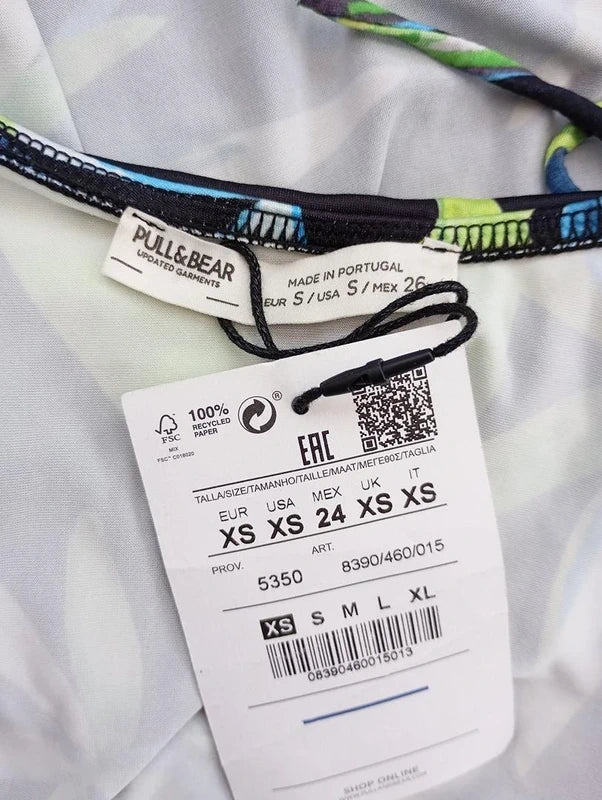 Mini robe dos nu imprimé tropical - Pull & Bear - Taille XS - Neuve avec étiquette