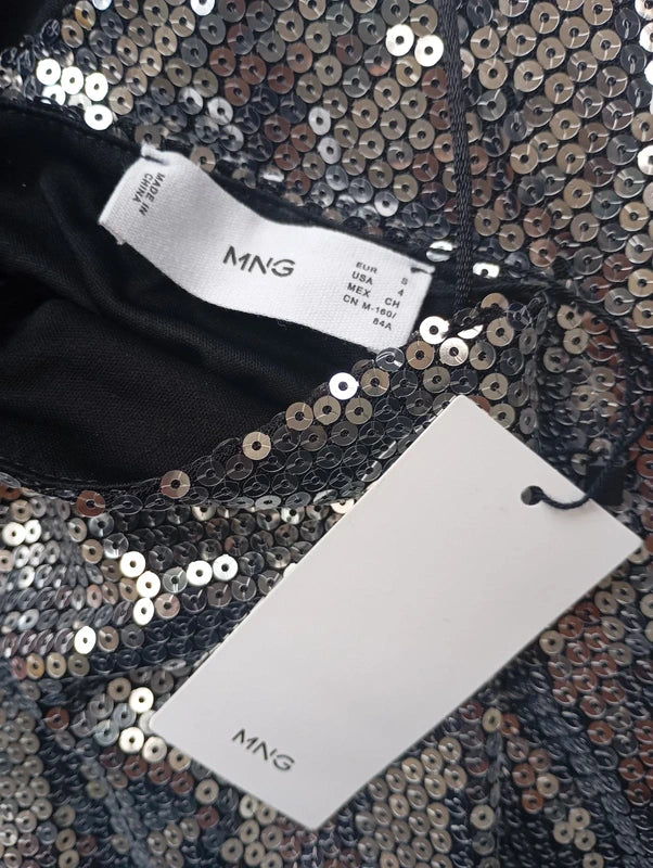 Robe Mini Sequins Argentés Mango – Bretelles Fines | Taille S | Seconde Main