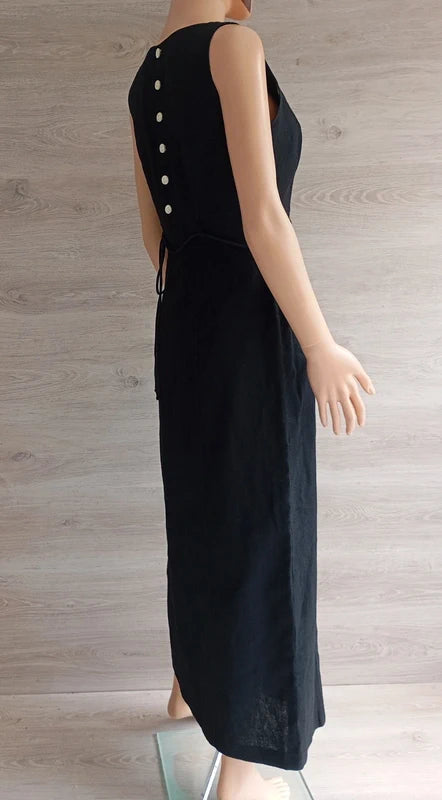 Robe longue en lin et viscose sans manche noire S Giesswein très bon état