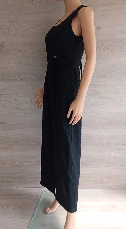 Robe longue en lin et viscose sans manche noire S Giesswein très bon état