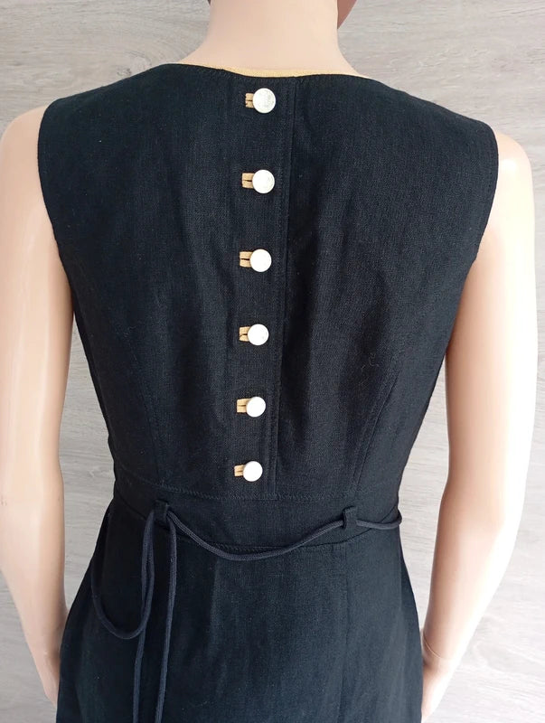 Robe longue en lin et viscose sans manche noire S Giesswein très bon état