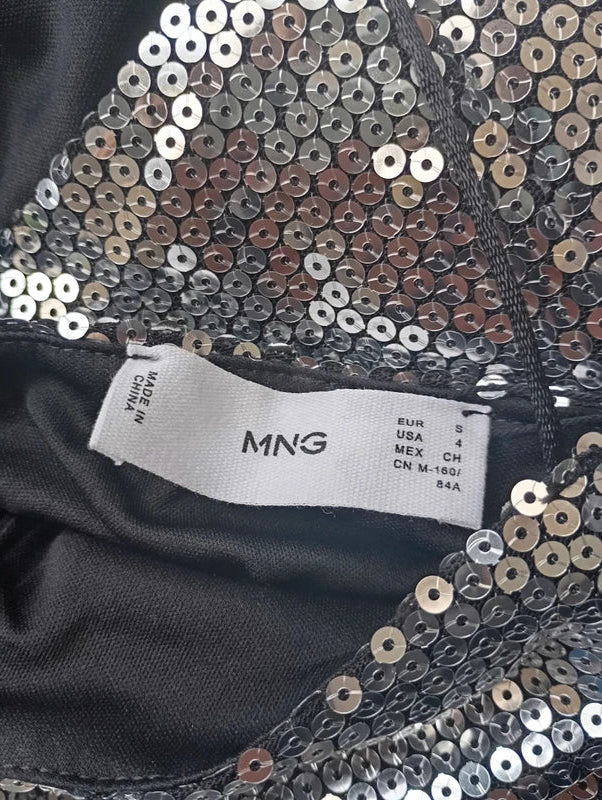 Robe Mini Sequins Argentés Mango – Bretelles Fines | Taille S | Seconde Main