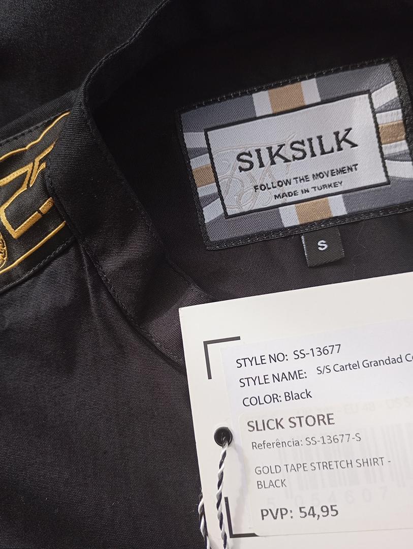Chemise homme manches courtes 🌸 Siksilk 🌸 M - Noir et doré - Neuf - coton