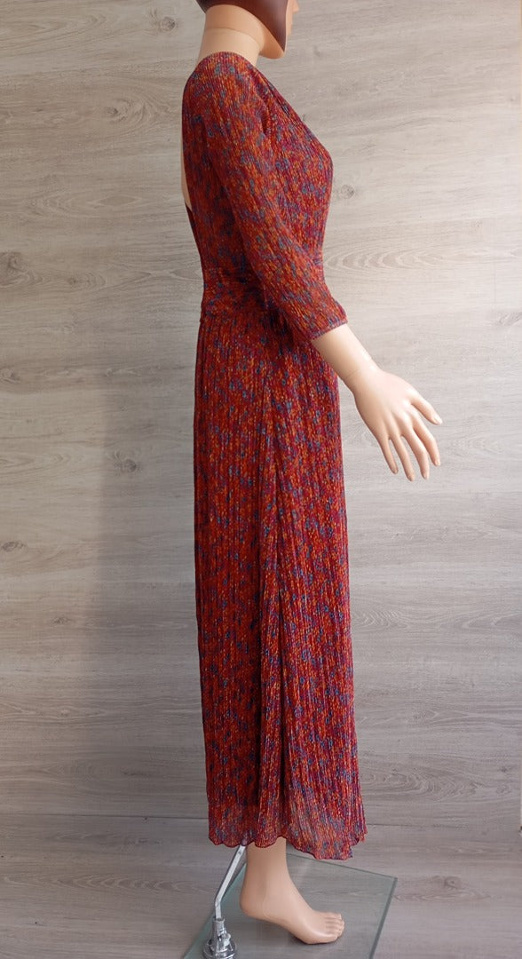 Robe longue manches 3/4 - Holly & Joey - S - Bordeau/multicolore - Très bon état