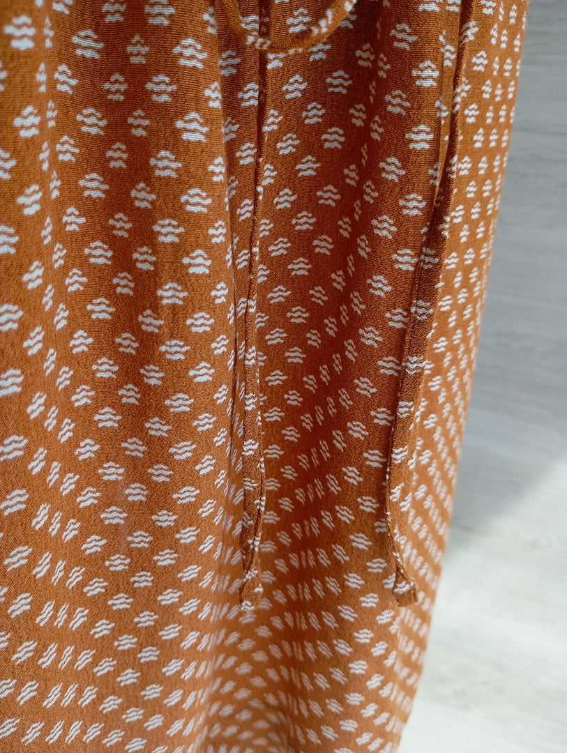 Belle robe Hartford manches courtes taille L - Orange/marron - Très bon état - 100% viscose