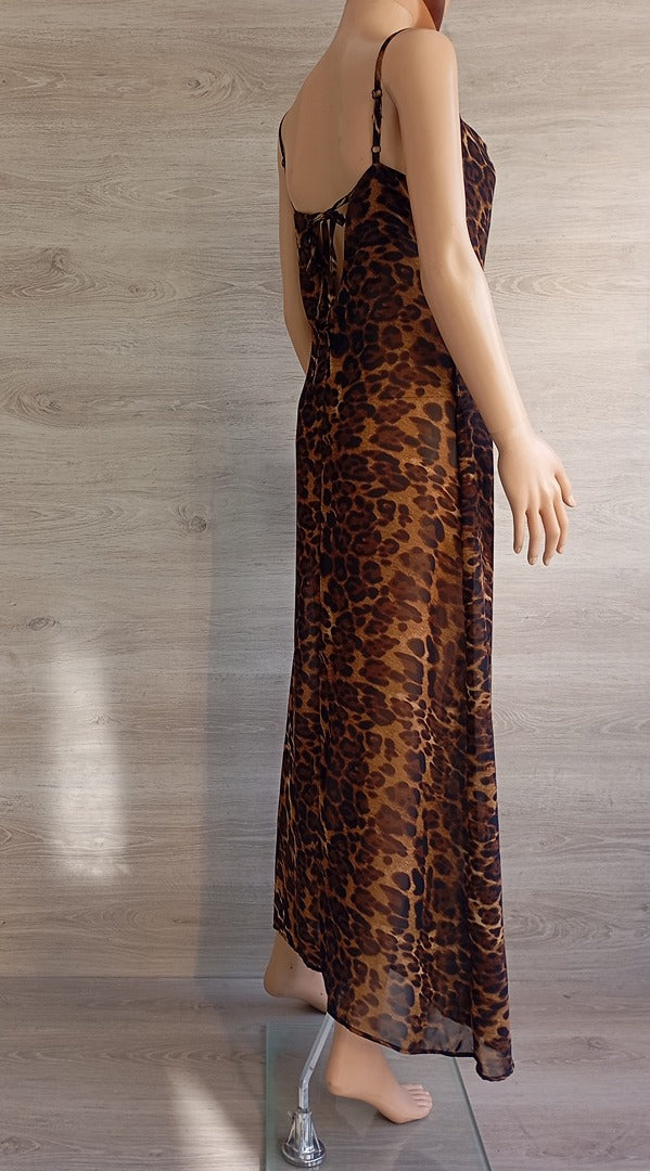 Robe longue léopard transparente - Micas - T S - Marron - Neuve
