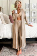 Ensemble loungewear cardigan long fendu et pantalon skinny