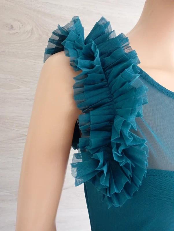 robe midi plissée Maru Atelier - 42 - turquoise - bon état - avec fleurs