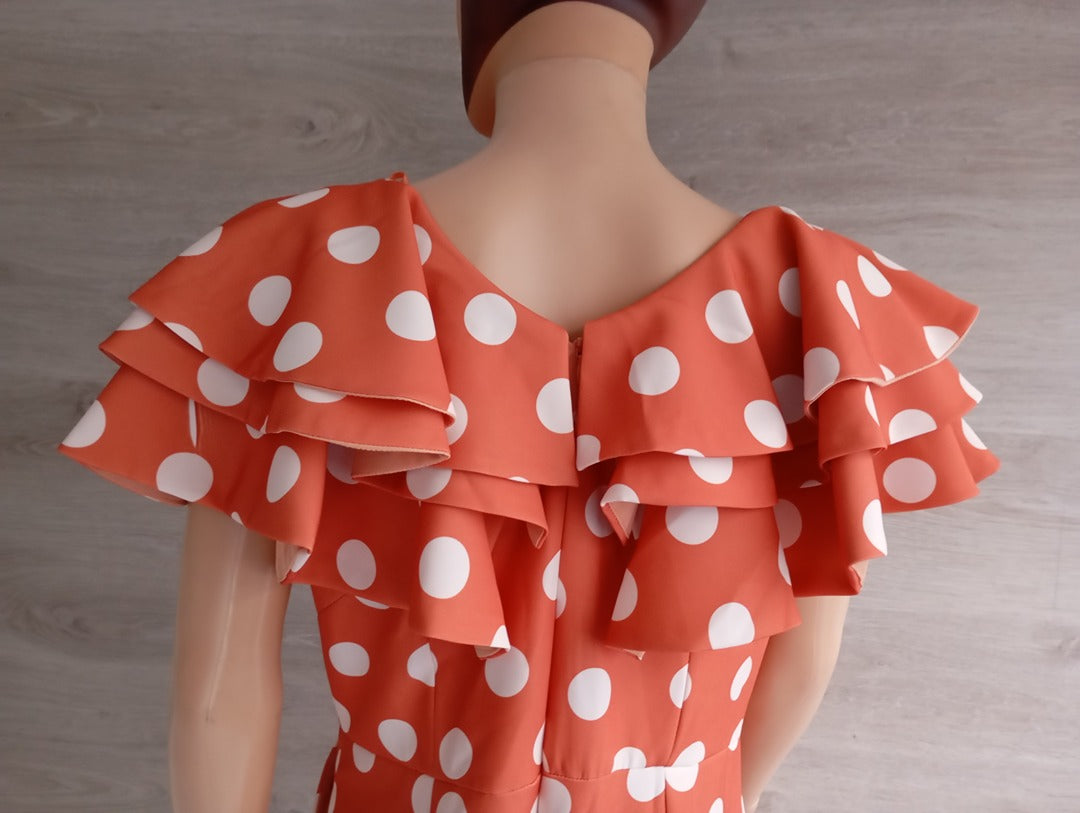 Combinaison pantalon orange à pois — Marú Atelier — Taille 42
