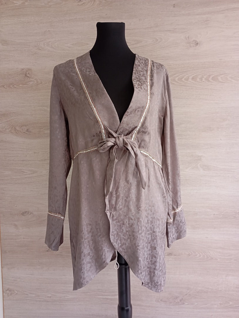 Blouse jacquard Nkn Nekane - M - Gris - Neuf - manches longues - 100% viscose