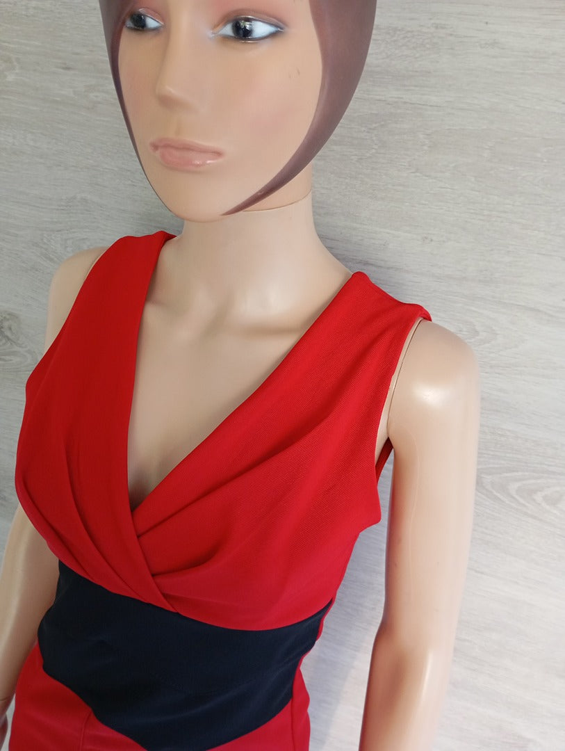 Robe courte sans manches - Orcelly - S/m - Rouge/noir - Très bon état
