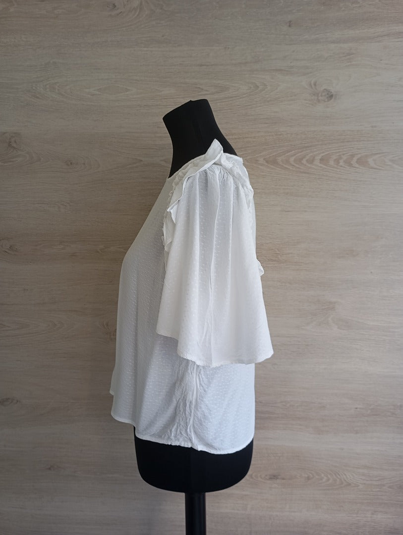Blouse manches courtes - Camaieu - M - Blanc - très bon état - viscose