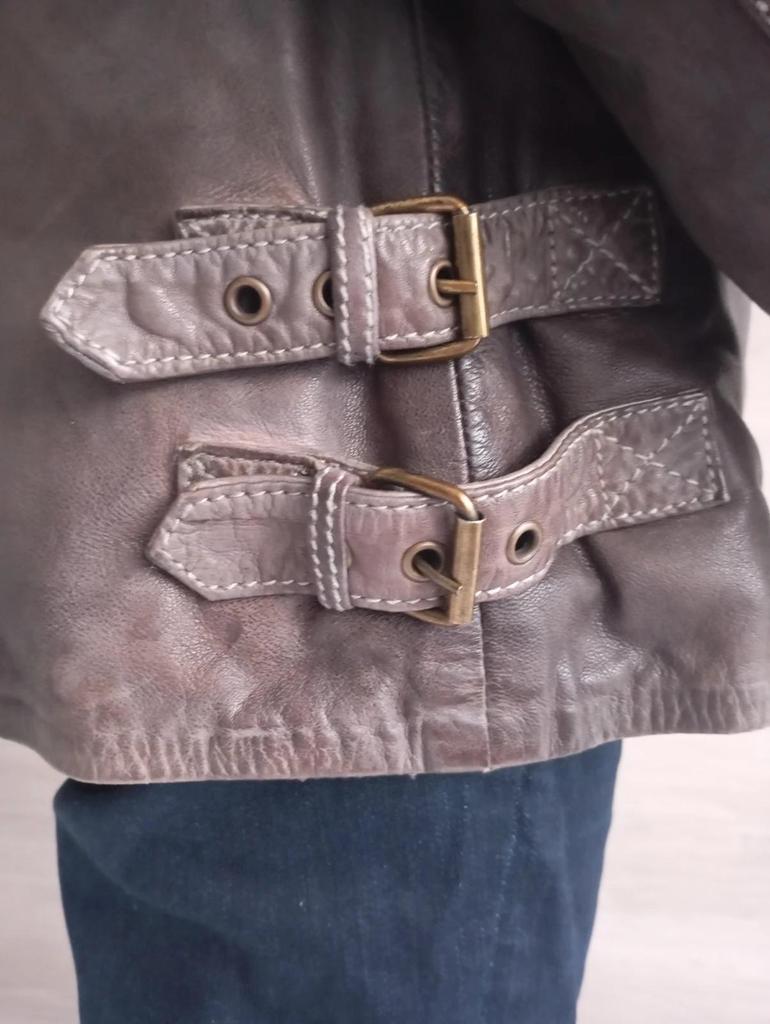 Jolie veste femme - en cuir véritable - Mcs - beige sable - style vintage américain - taille L/xl