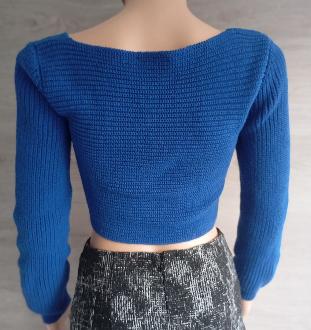 Haut court - Top en maille femme Chiquelle - Xs/s - Bleu - très bon état - manches longues