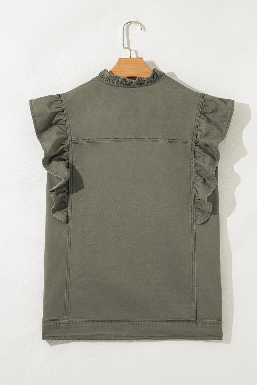Gilet Denim Volants — Kaki & Vert | Style Parisien Chic