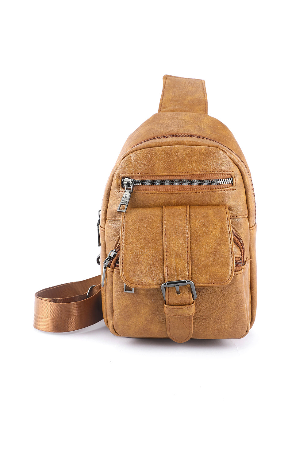 Sac bandoulière kaki vintage - Poches multiples - Simili-cuir