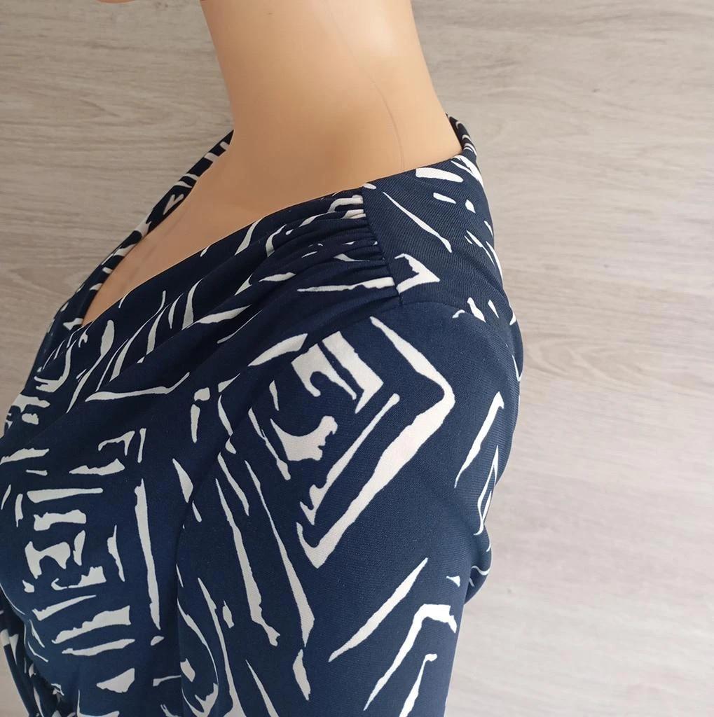 Robe Lauren Ralph Lauren - S - Marine et blanc - manches longues - marine et blanc - col cache coeur