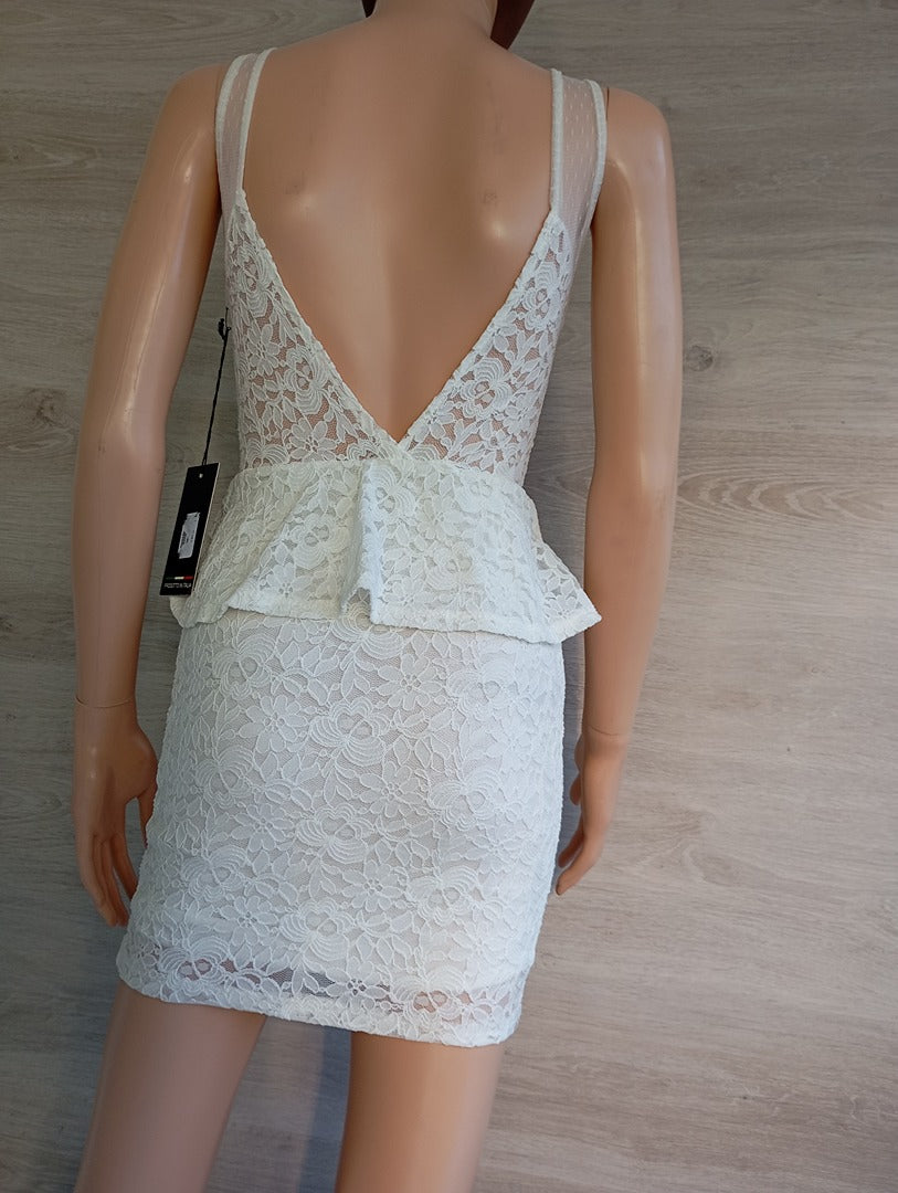 Robe courte de soirée - sans manches - L & B - Xxxs - Blanc - Neuf avec étiquette - viscose