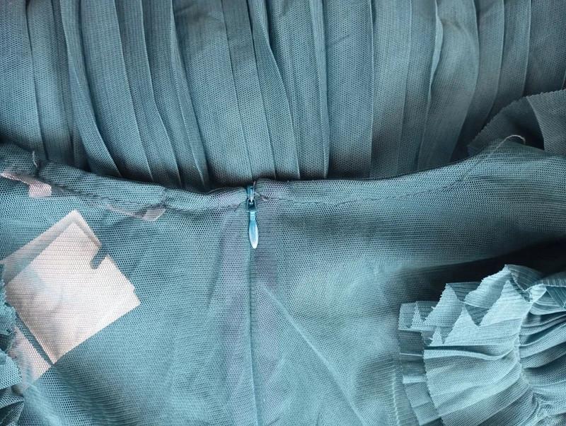 robe midi plissée Maru Atelier - 42 - turquoise - bon état - avec fleurs