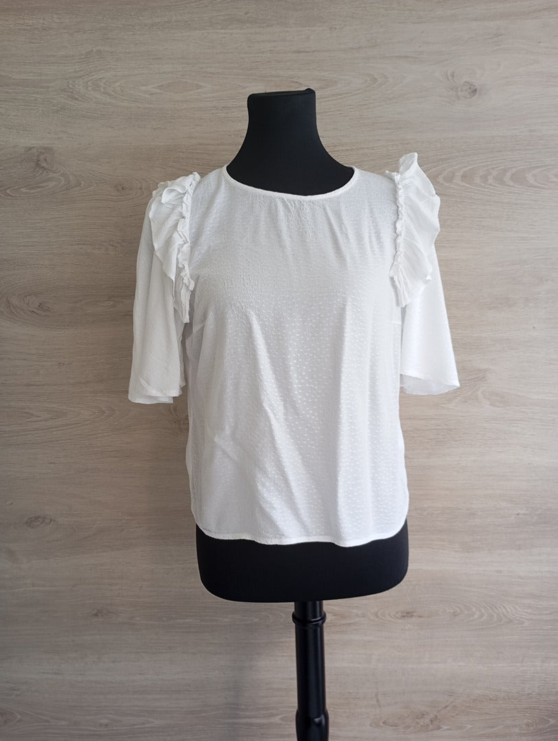 Blouse manches courtes - Camaieu - M - Blanc - très bon état - viscose