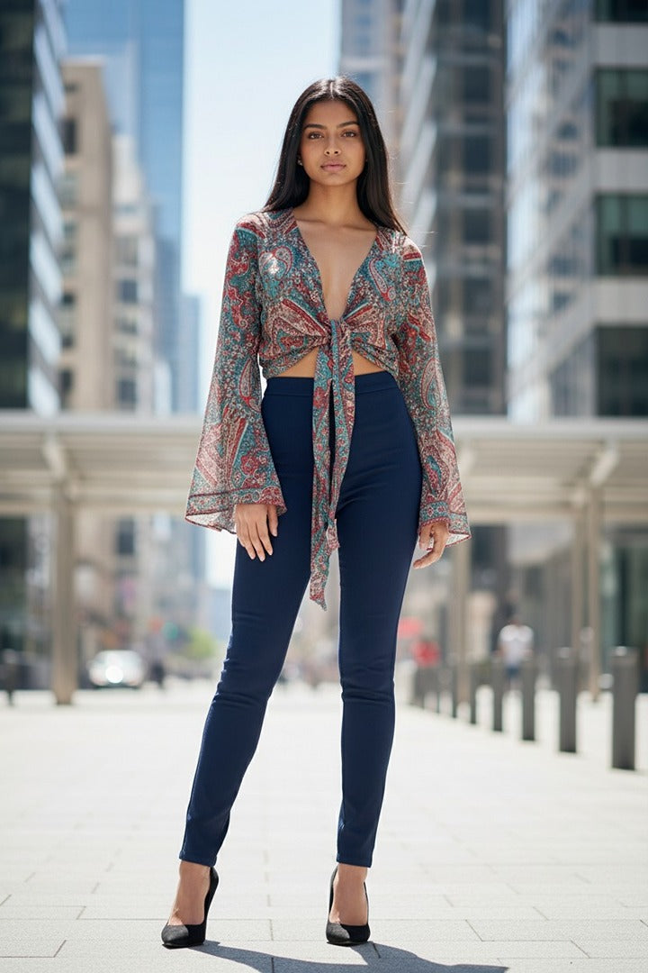 Blouse en soie turquoise — Inti Wasi — Taille unique