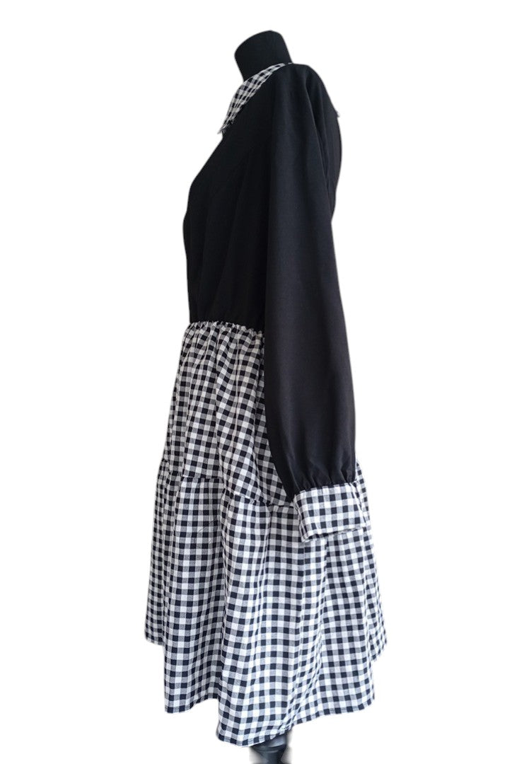 Robe Shein Fit+ - 56/58 - Noir - Manches longues - motif vichy