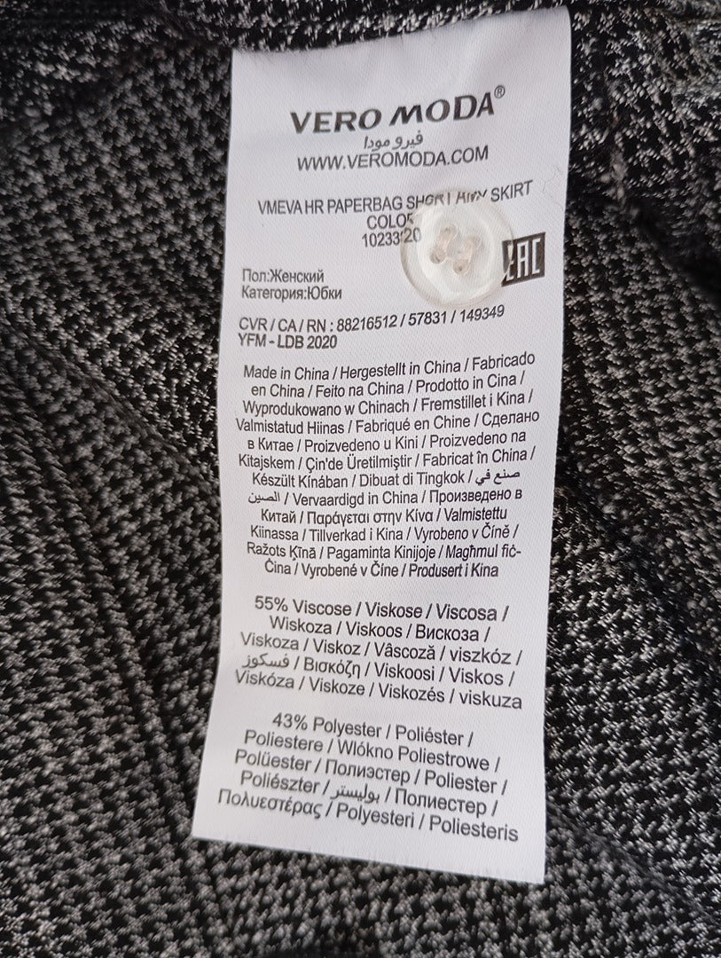 Jupe midi grise micro-carreaux paperbag — Vero Moda — Taille S — Très bon état