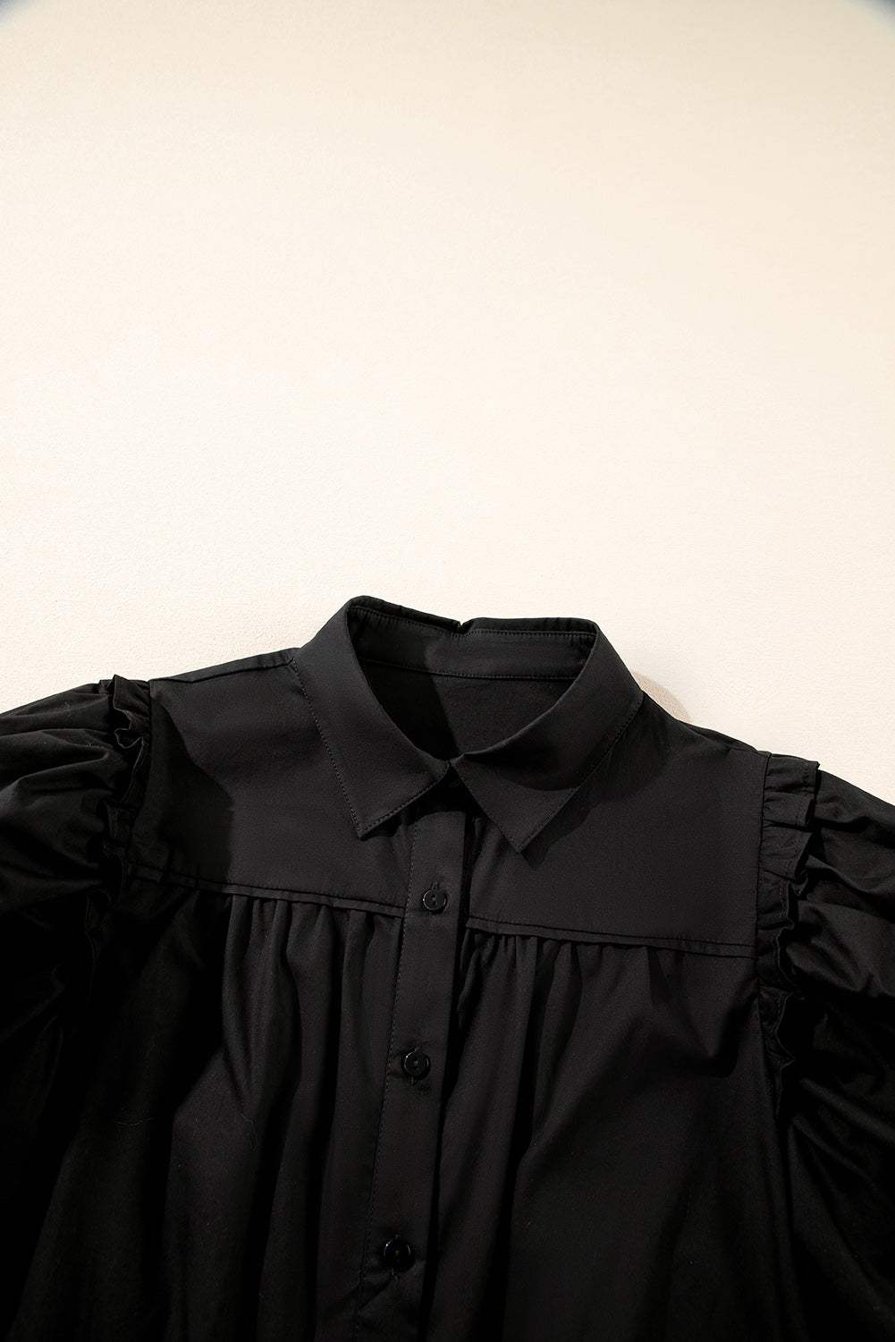 Chemise Sculpturée à Manches Bouffantes — 100% Coton